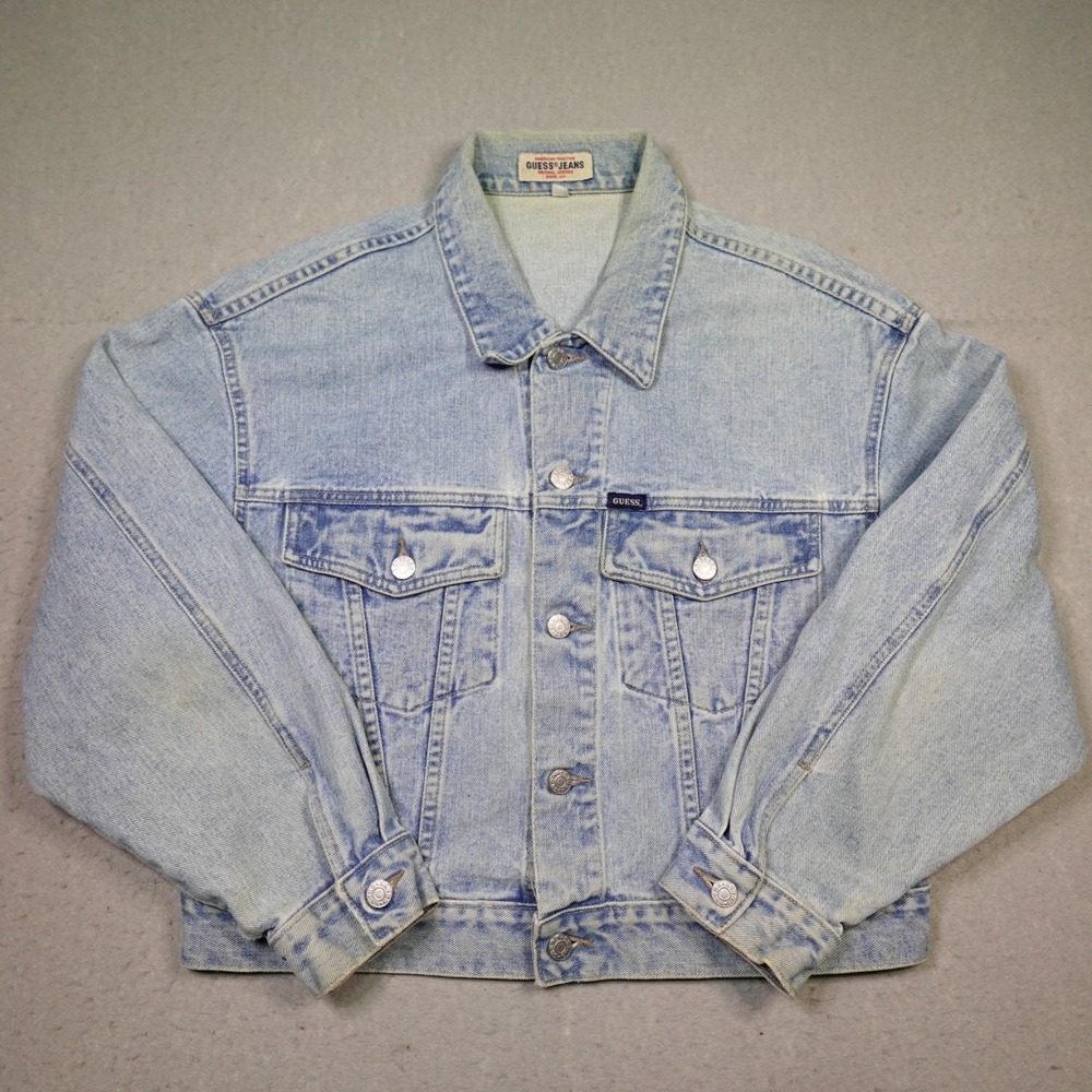 Vintage Guess Jacket Men M Blue Georges Marciano 80s Trucker Denim USA Made